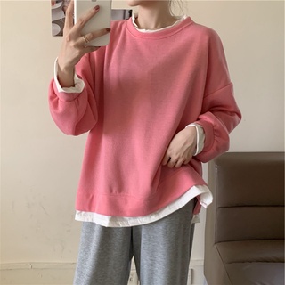 SUXI Áo sweater cổ tròn tay dài mỏng thời trang mùa thu cho nữ