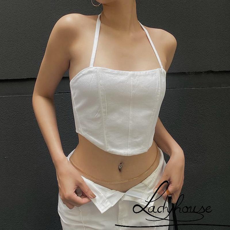 Áo Croptop Hai Dây Màu Trơn Thời Trang Mùa Hè Quyến Rũ Cho Nữ