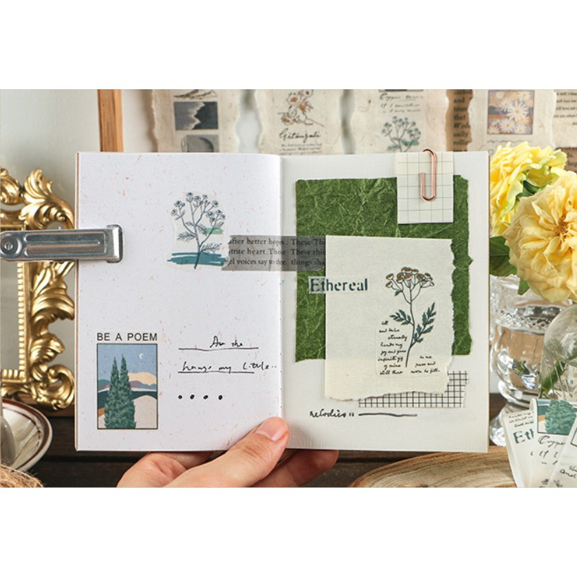 Kimitape Sticker băng dài hình dán vintage làm Bullet Journal