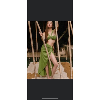 Bikini phối khăn xanh mạ( set 3 món kèm chip)