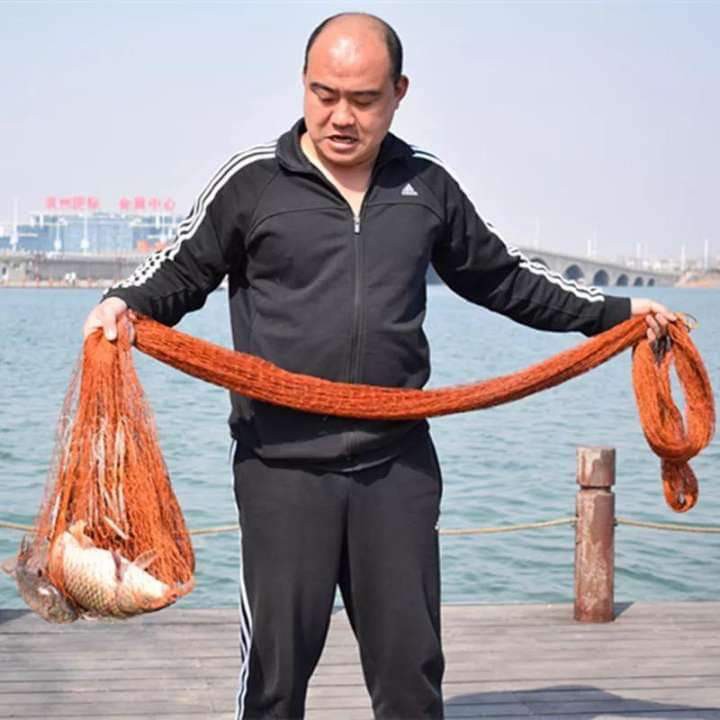 Chài dù nâu đánh bắt cá cao 4m nặng 5kg mắt 4cm chân chì đuc, Sợi dù thái lan