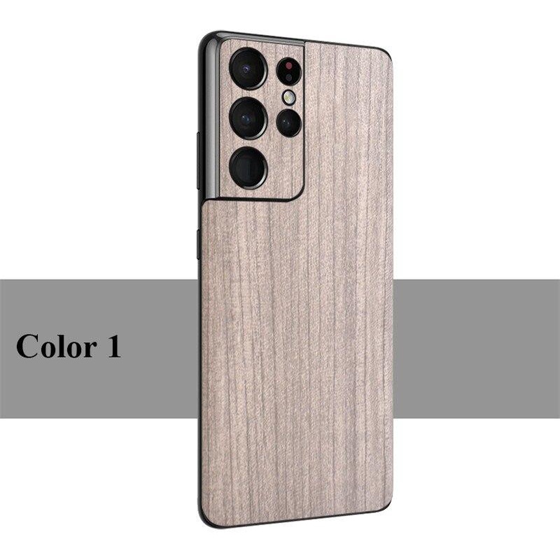Ốp Điện Thoại Da Giả Họa Tiết Vân Gỗ 3D Vintage Cho Samsung Galaxy S23 S22 S21 FE Plus Ultra 5G