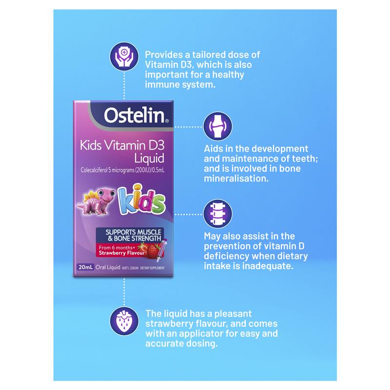 [Hàng chuẩn Úc] Vitamin D dạng nước cho trẻ Ostelin kids vitamin d3 liquid 20ml bổ sung vitamin d cho bé từ 6 tháng tuổi