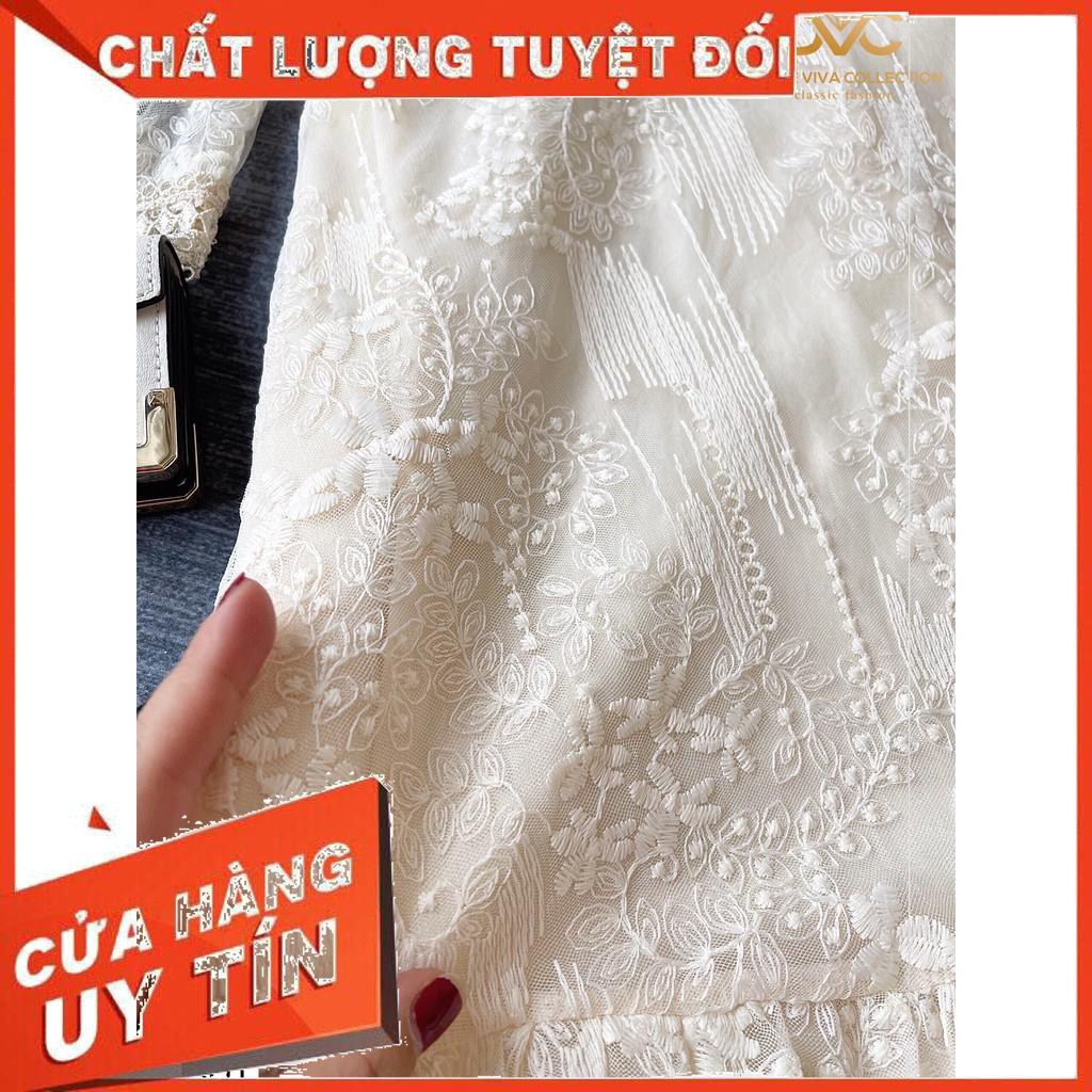 Váy ren kem thiết kế V1801 -Chuẩn Đẹp Shop DVC (Kèm ảnh thật trải sàn do shop tự chụp)