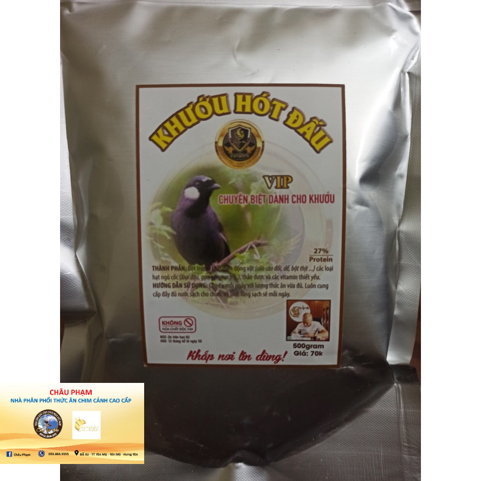 CÁM KHƯỚU HÓT ĐẤU 500G HẠT DINH DƯỠNG ĐẬM ĐẶC LÊN LỬA KHƯỚU DÙNG QUANH NĂM THAY LÔNG BỀN ĐẸP LỬA BỀN