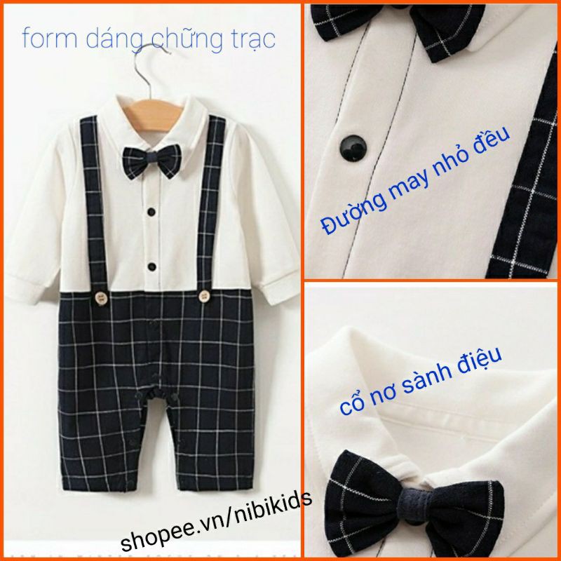 Bộ Body quần áo trẻ em dài tay Công Tử cotton cho Bé Gái Bé Trai từ 5-13kg