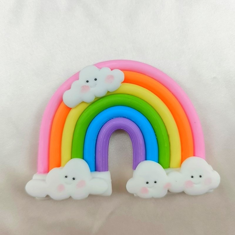 Phụ Kiện Trang Trí Bánh Kem Hình Cầu Vồng Bằng Đất Sét Mềm Nhiều Màu