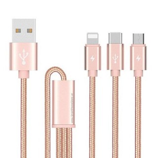 Cáp Sạc Dây Dù 3 Đầu Lightning-Micro Phone-Usb Type C - Siêu Bền