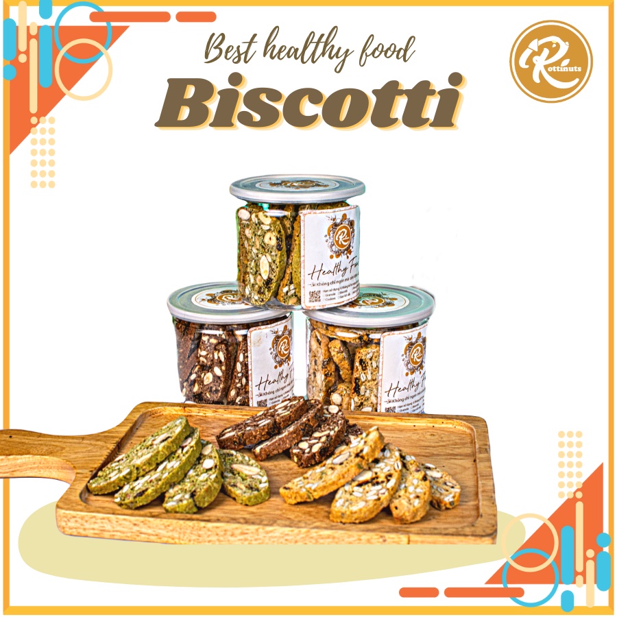 Bánh BISCOTTI, bánh ăn kiêng giảm cân ROTTINUTS,3 Vị (Vani, Chocolate, Matcha) Bảo quản 6 tháng - Trọng lượng [250 gram] | BigBuy360 - bigbuy360.vn