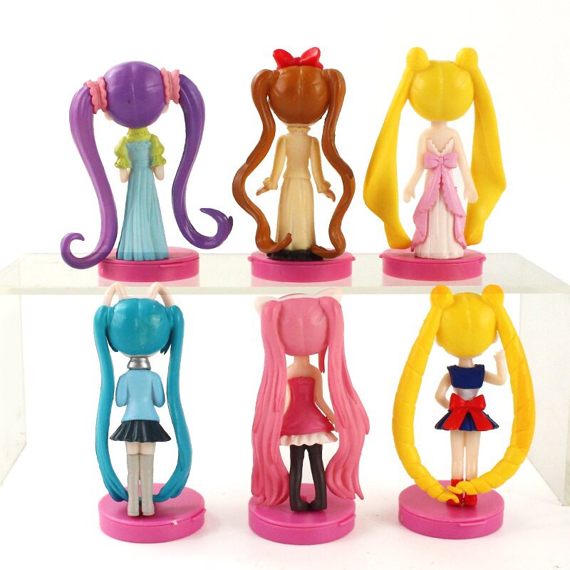 Sét 6 Mô Hình Thủy Thủ Mặt Trăng Sailor Moon Cao 7.5- 8cm ( Có Đế )