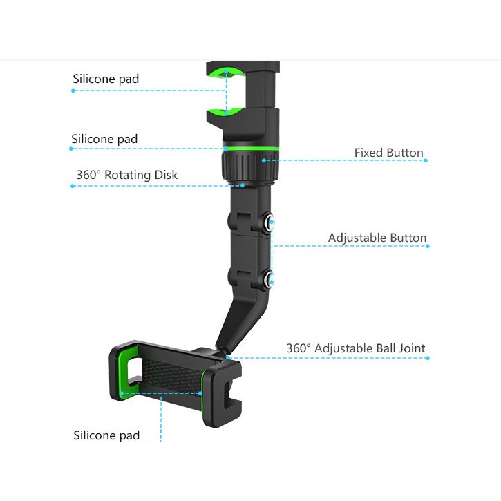 CHÍNH HÃNG  Giá đỡ kẹp điện thoại xoay 360 ° tự động gắn gương chiếu hậu tựa đầu phụ kiện dành cho xe hơi