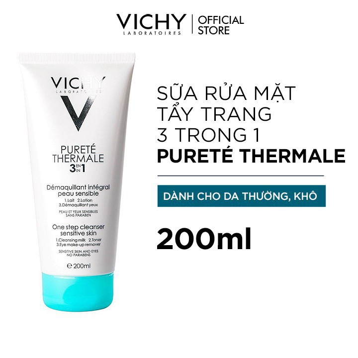 Sữa Rửa Mặt VICHY Purete Thermale One Step Cleanser 3 In 1- Tẩy Trang 3 Tác Dụng