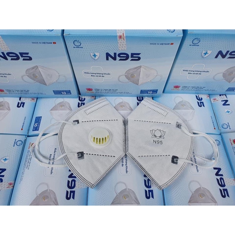 Khẩu trang Cửu Long N95 6 lớp có van hộp 10 cái thùng 50 hộp