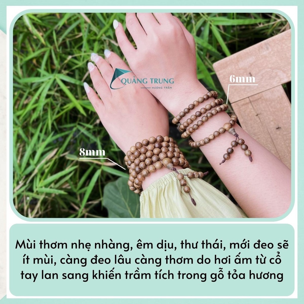 Vòng tay trầm hương 108 hạt trầm tự nhiên cao cấp - Hạt trầm 6mm 8mm bảo hành trọn đời | BigBuy360 - bigbuy360.vn