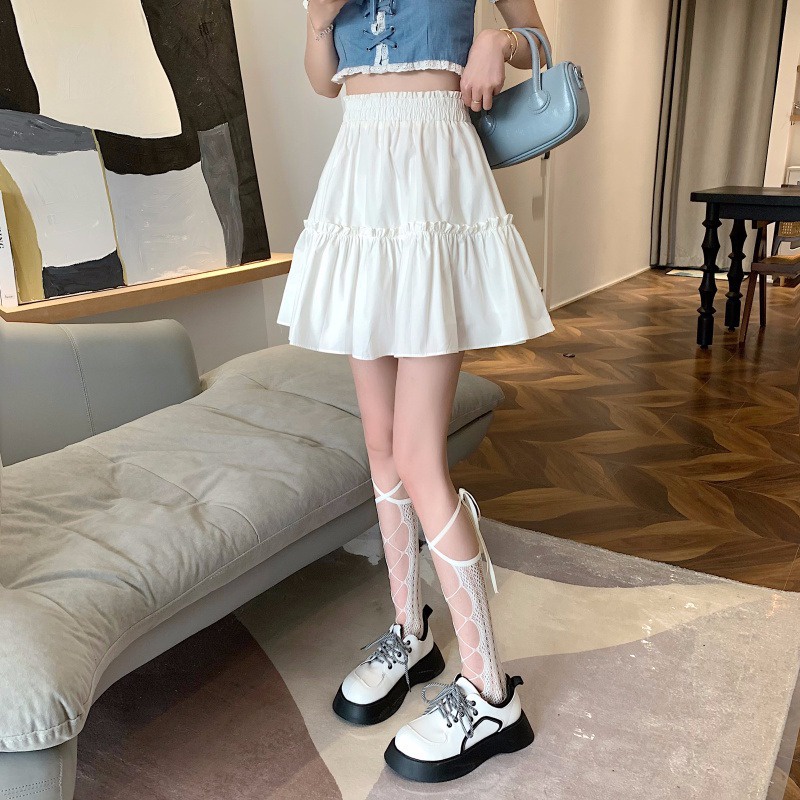 Chân váy ngắn xếp ly 2 tầng xoè lưng cao công sở nữ LOKISO CV17