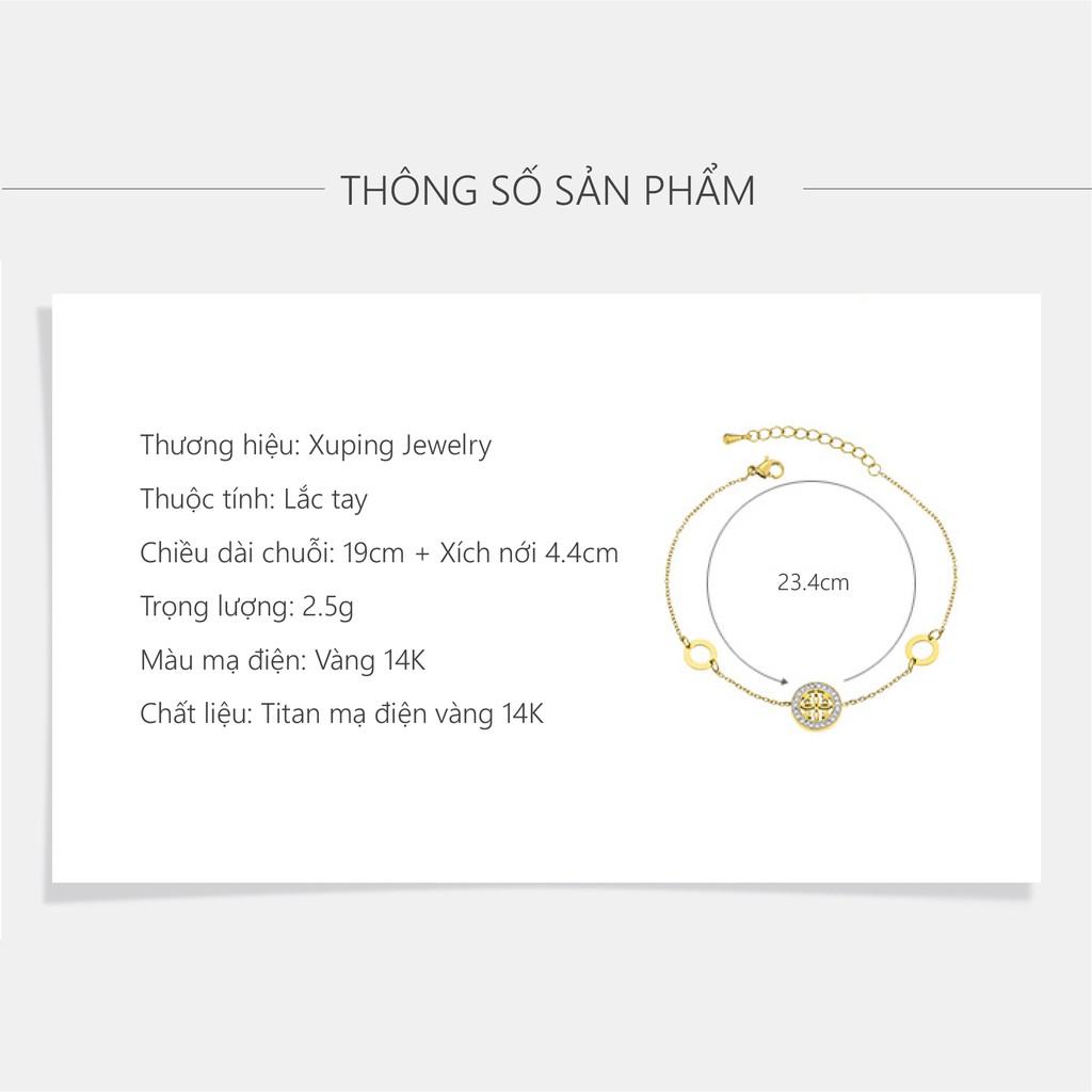 Lắc Tay Nữ Thép Titan Mạ Vàng 14K, Thiết Kế Phong Cách Nhật Bản Trang Nhã - XPLT22