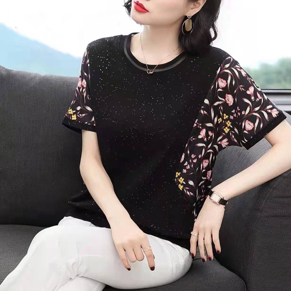 Áo Thun Tay Ngắn Dáng Rộng Thời Trang Mùa Hè Cho Nữ Trung Niên