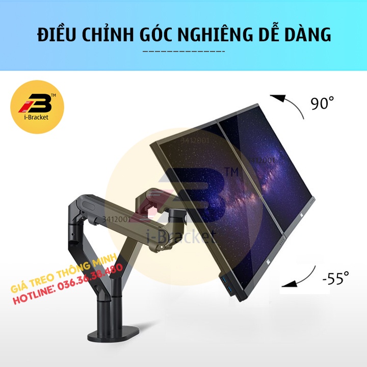 Giá Treo 2 Màn Hình i-Bracket IB-Z2 17 - 32 Inch - Hợp Kim Nhôm