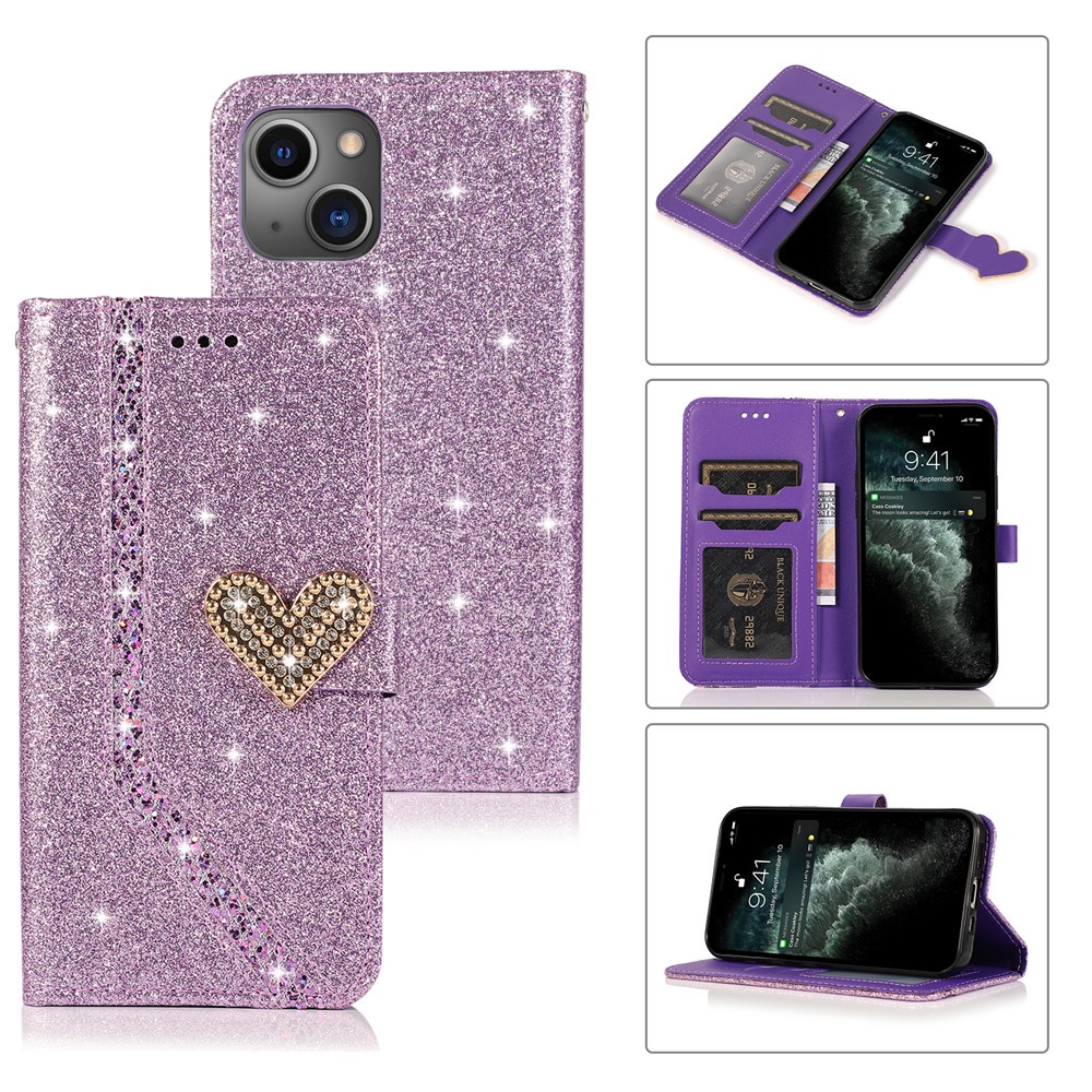 Bao Da Điện Thoại Nắp Lật Kèm Ngăn Đựng Thẻ Khóa Nam Châm In Hình Trái Tim Cho iphone 13 12 11 pro max x xr xs 7 8 plus Ốp