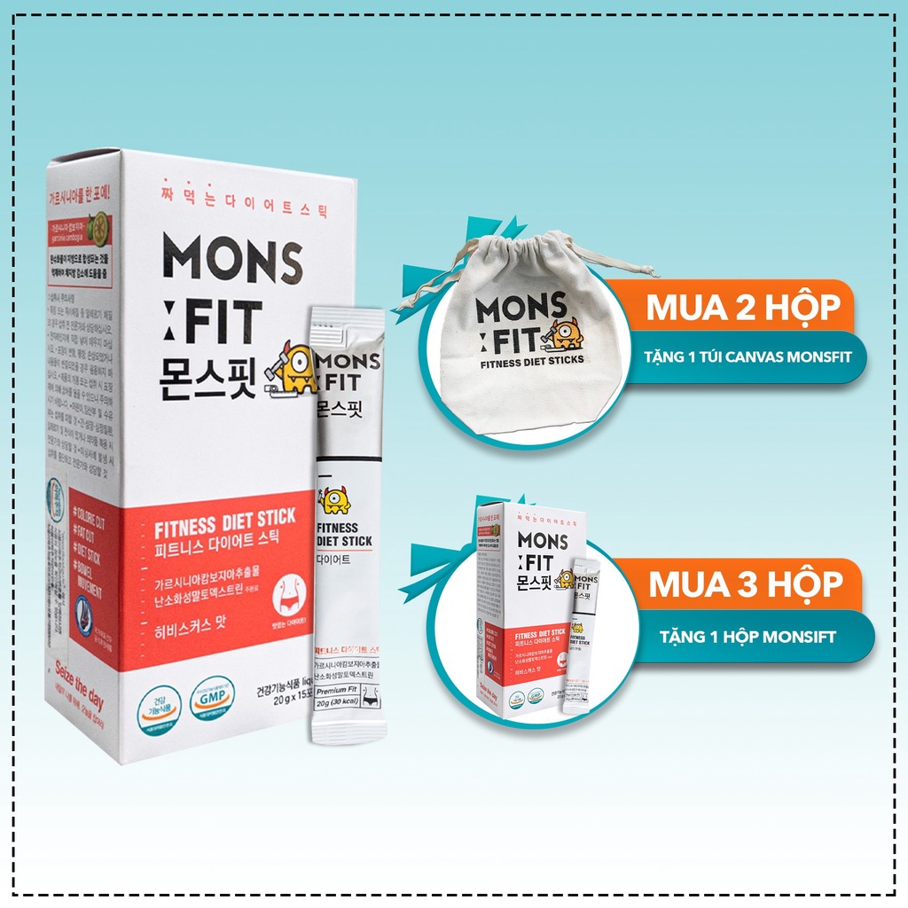Siro Hỗ Trợ Giảm Cân MONSFIT Fitness Diet Stick Chuẩn Giảm Cân Của Vận Động Viên Hàn Quốc 20gx15 gói