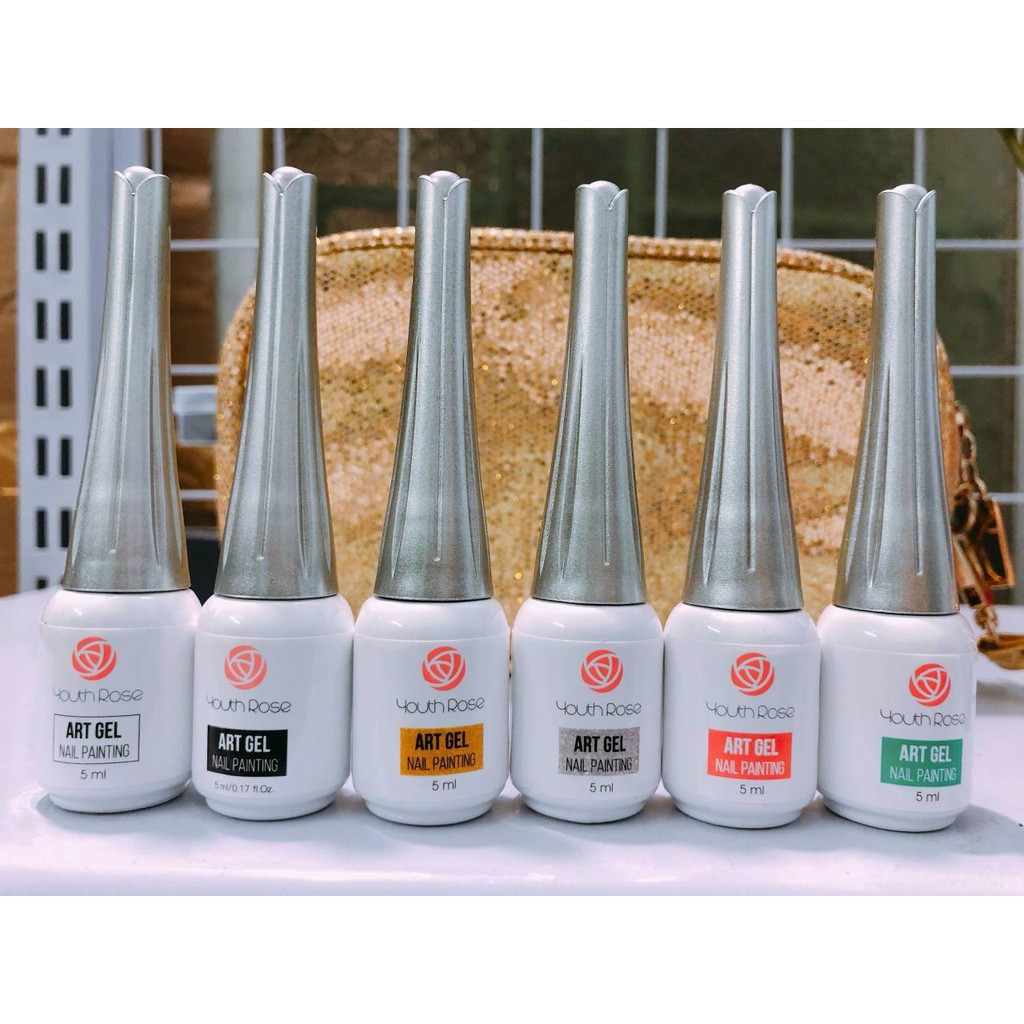 Set Gel Cọ Nét Hoa Hồng 9 chai, Vẽ Nét Nail mảnh