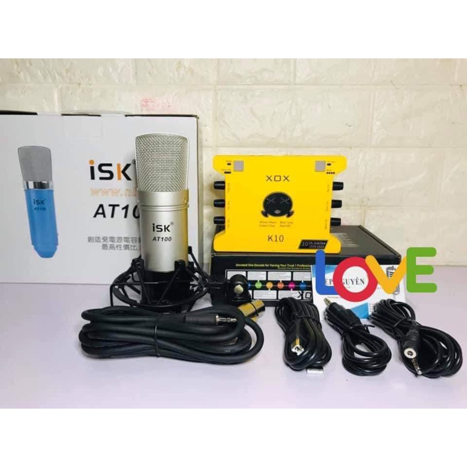 Combo Mic Thu Âm Livestream ISK AT100 Hoa Vinh Và Suond Card XOX K10 Bản 2020 Cao Cấp Hát Cực Hay . Bảo Hành 12 Tháng