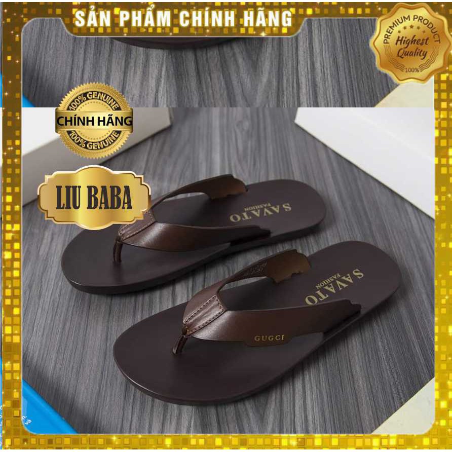 DÉP NAM DA BÒ THÂT DÉP NAM XỎ NGÓN BẢO HÀNH DA 1 NĂM - DÉP DA NAM CAO CẤP