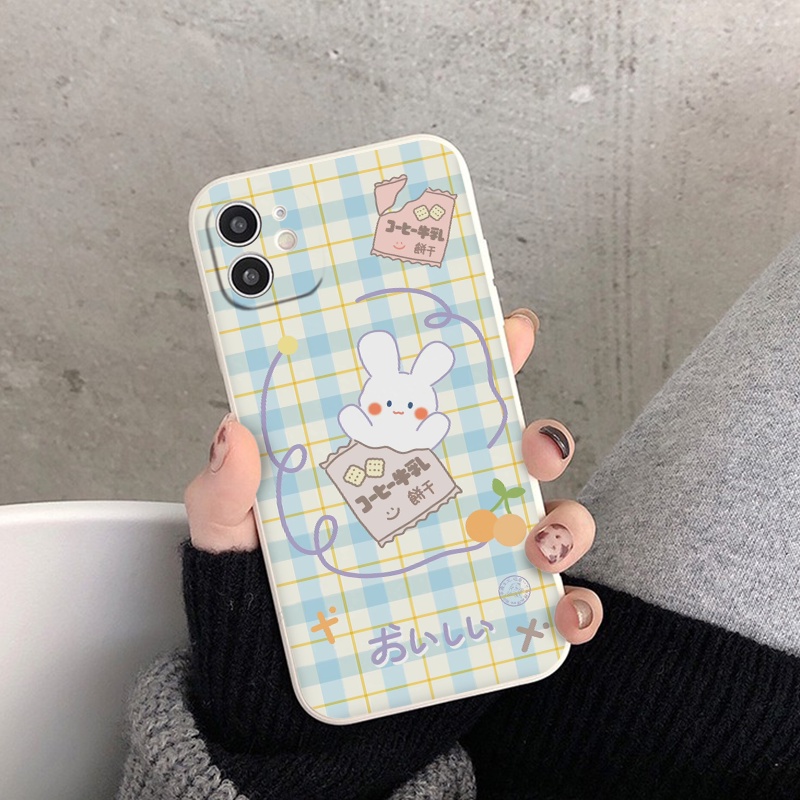 Ốp lưng iphone 7plus cute ốp iphone vuông caro hoa thỏ 6/6plus/6splus/7/7plus/8/8plus/x/xr/xs/11/12/13/pro/max/plus/pro