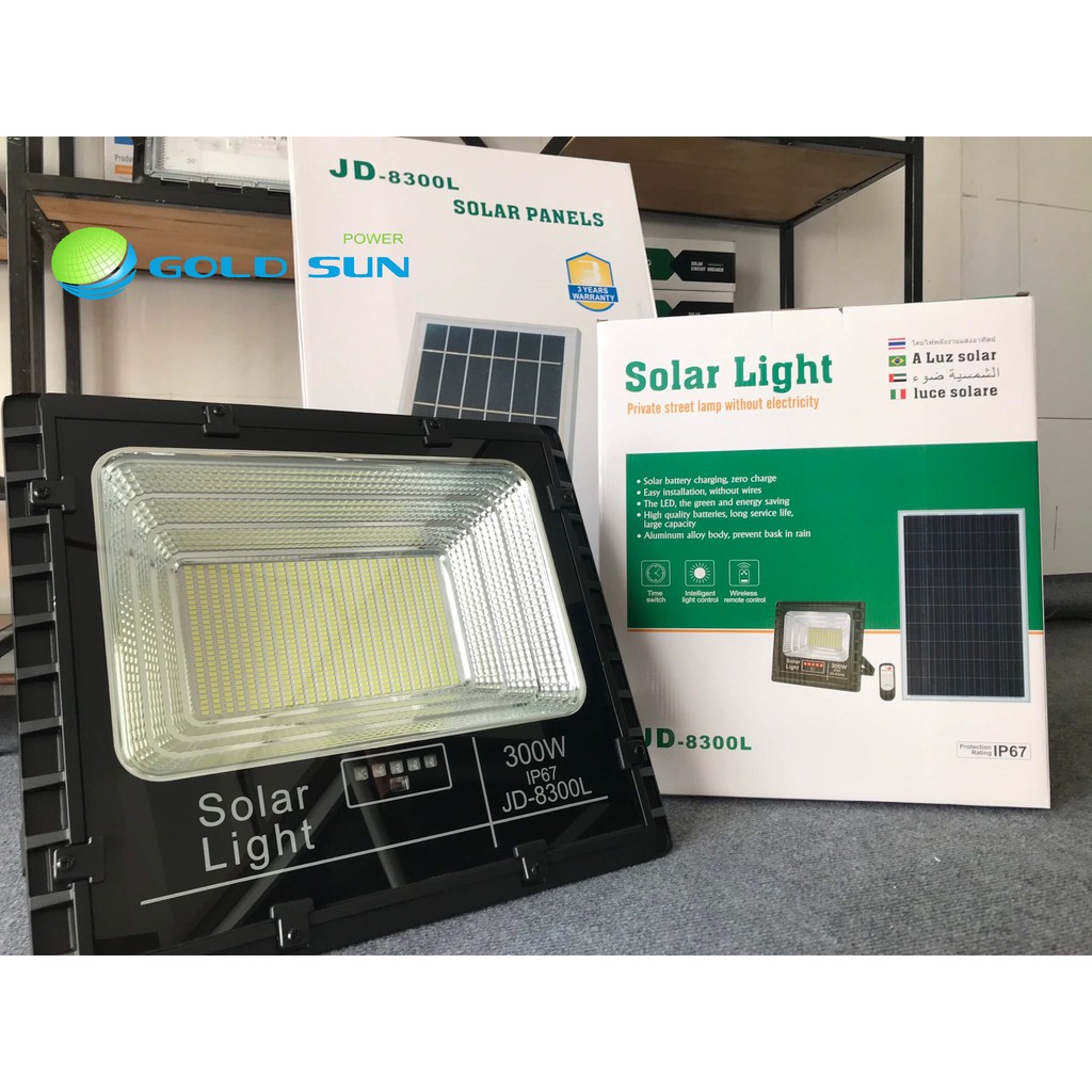 [JD-8300L] Đèn Năng Lượng Mặt Trời Jindian JD-8300L - Công Suất 300W - Mẫu Mới 2021