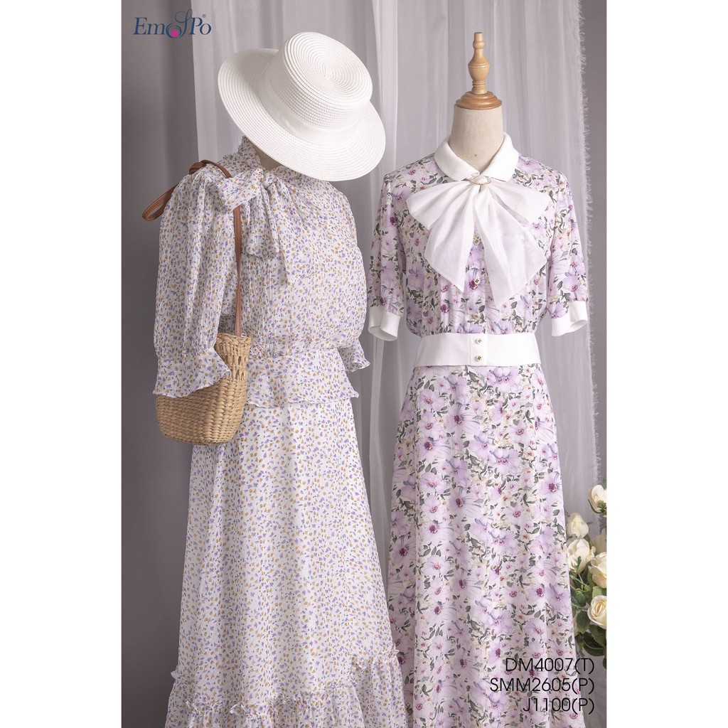 Chân váy xòe họa tiết hoa dáng dài Emspo J1100