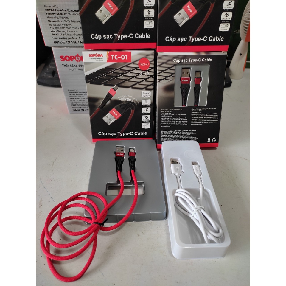 Cáp sạc dây sạc điện thoại SOPOKA DQ01 chân Micro USB  sạc nhanh TC-01 dây bọc sợi chính hãng dây 1M