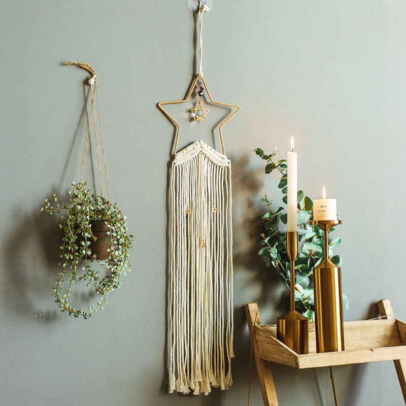 Vòng Hoa Kim Loại Macrame Hình Ngôi Sao Treo Tường Trang Trí Nhà Cửa / Tiệc Cưới