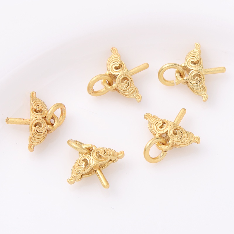 Nút Cài Nửa Lỗ Bằng Đồng Mạ Vàng 18K Dùng Làm Mặt Dây Chuyền Thủ Công diy