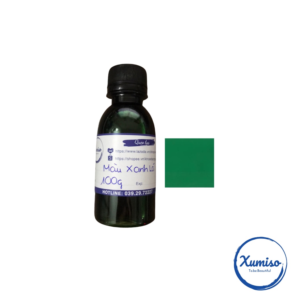 Màu Xanh lá Nước - màu nước mỹ phẩm - nguyên liệu mỹ phẩm - Xumiso - 100G