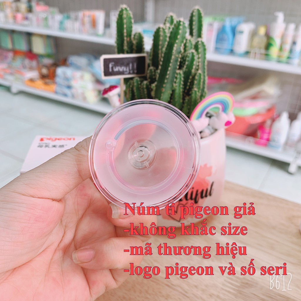 Núm Ty Pigeon Cổ Rộng,Núm Vú Giả Silicon Siêu Mềm,Núm Vú Cổ Rộng PIGEON PLUS Đủ Size S/M/L/LL