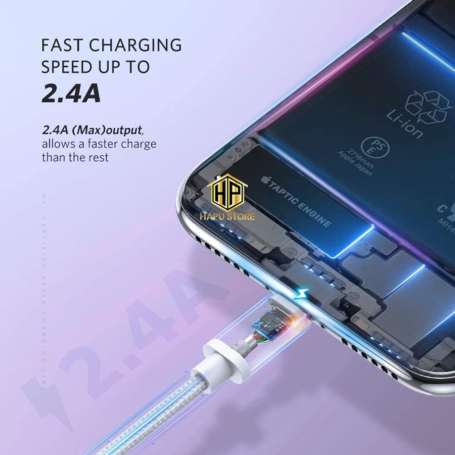 Dây sạc iPhone,ipad - Cáp USB 2.0 sang Lightning Ugreen 30584 dài 1m chuẩn MFi chính hãng - Hapustore