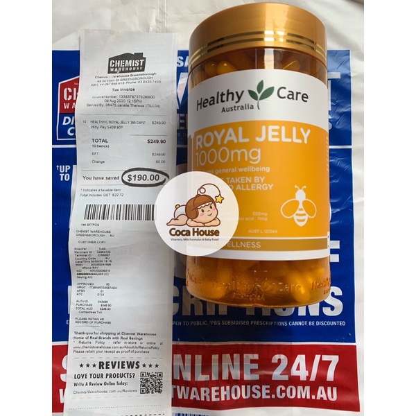 SỮA ONG CHÚA HEALTHY CẢE 365 VIÊN ✅ĐỦ BILL VÀ TEM CHEMIST, HOT PRICE✅ đẹp da, giảm tàn nhang | Thế Giới Skin Care