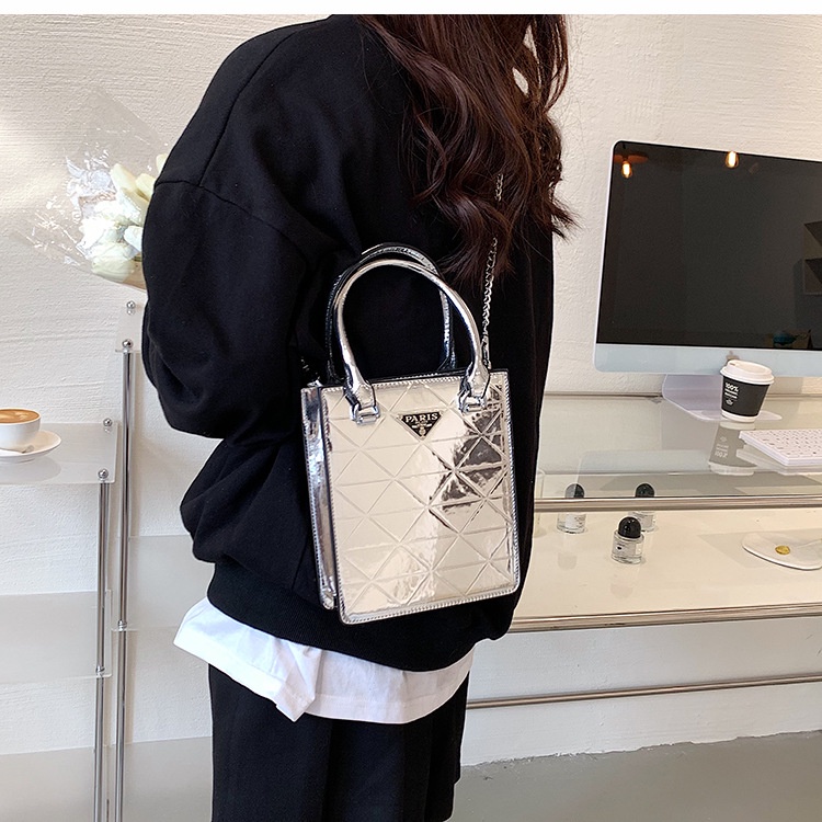 Túi xách tay đeo vai IELGY chuỗi dây xích thiết kế sáng bóng thời trang cho nữ