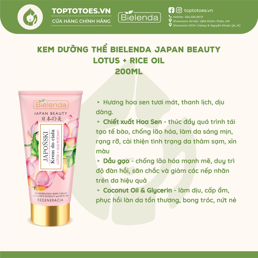 Kem dưỡng thể hương nước hoa Bielenda Japan Beauty cấp ẩm, phục hồi và làm sáng da - 200ml