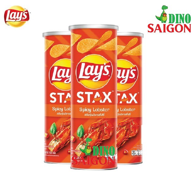 Bộ 3 Hộp Bánh Snack Khoai Tây Lay's Stax Thái Lan 105g Vị Tôm Hùm Nướng