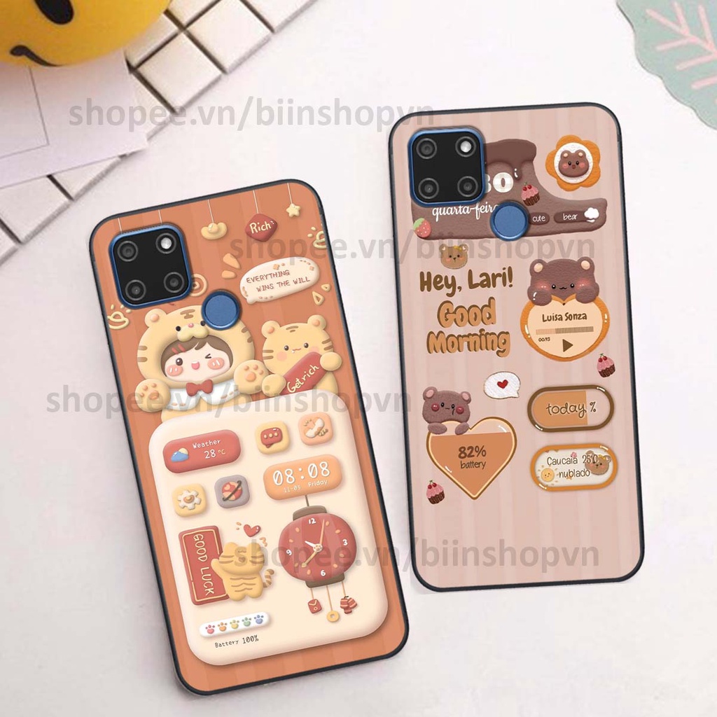 Ốp Realme C12 / C15 in 3D icon gấu nổi siêu xinh, siêu đáng yêu, cá tính phong cách