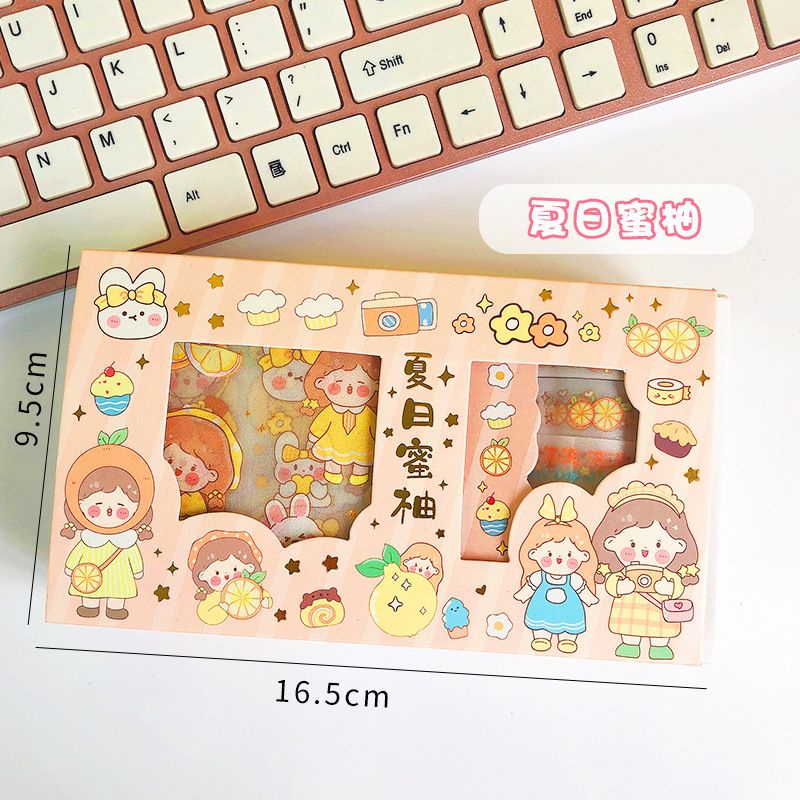Hộp 9 sticker và 5 washi tape