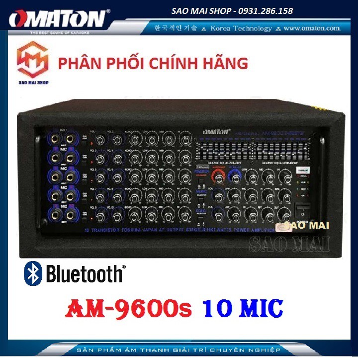 [SIÊU BASS - Có cổng Sub] Amply Bluetooth SÂN KHẤU Ampli công suất lớn OMATON 9600NiS - 10 lỗ micro