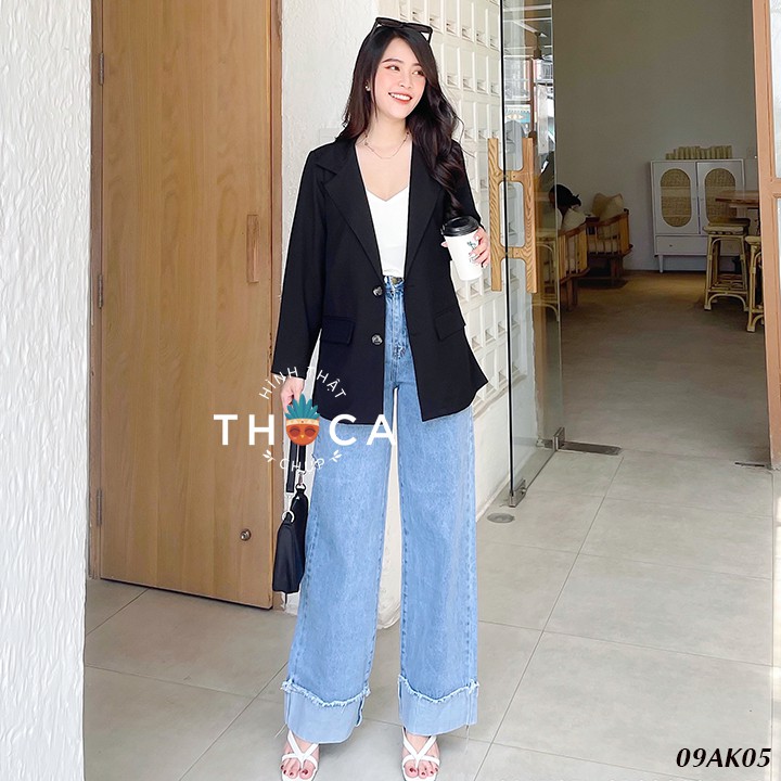 Áo khoác blazer vest đen, xanh, nude, trắng 2 túi nấp THOCA HOUSE vải dày freesize phù hợp đi làm công sở, sự kiện