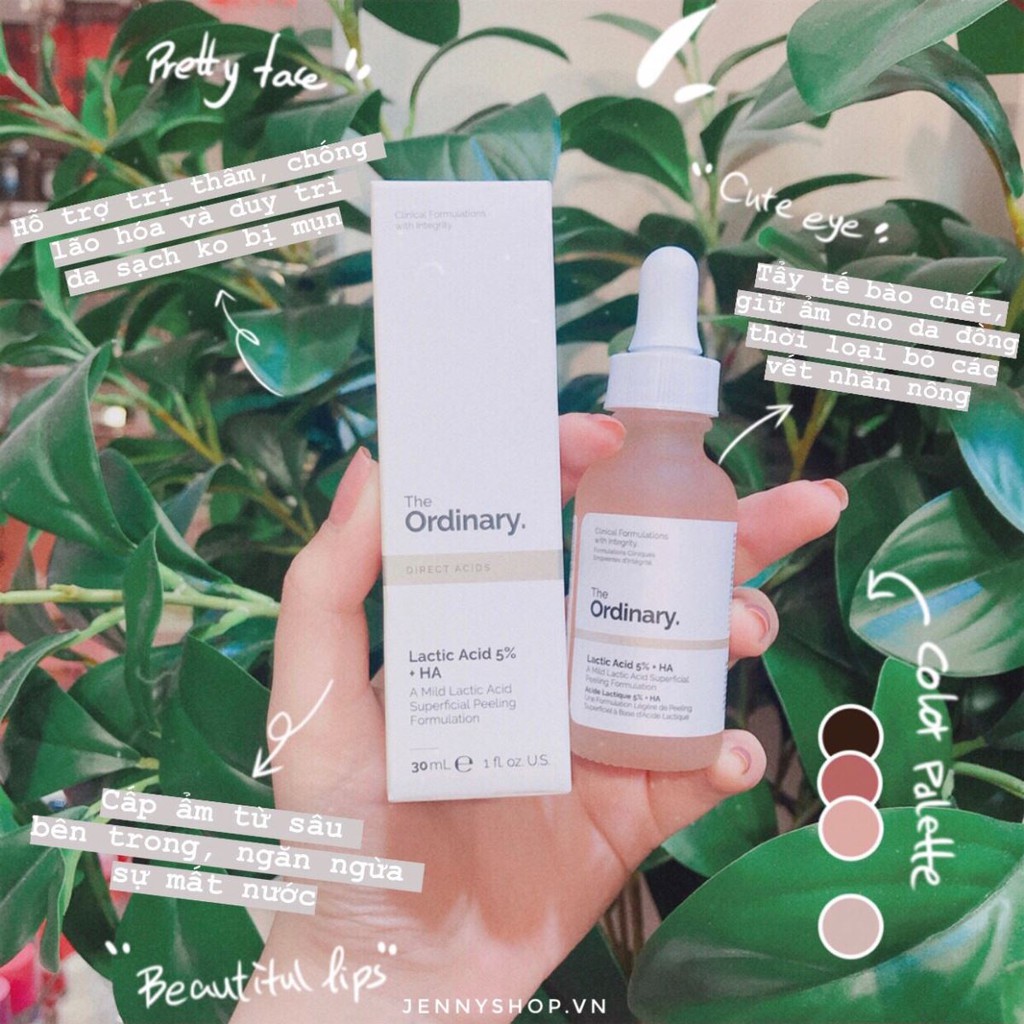 The Ordinary 30ml Lactic Acid 5% + HA, Tẩy da chết AHA - Lactic Acid 5%