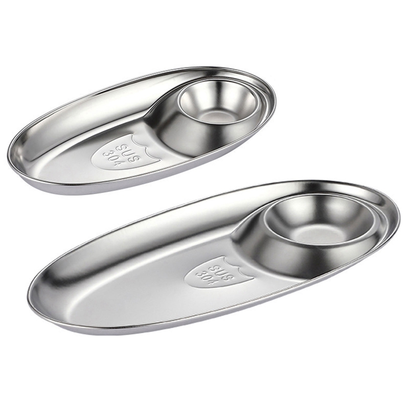Đĩa Đựng Thức Ăn Hình Oval Bằng Thép Không Gỉ | BigBuy360 - bigbuy360.vn