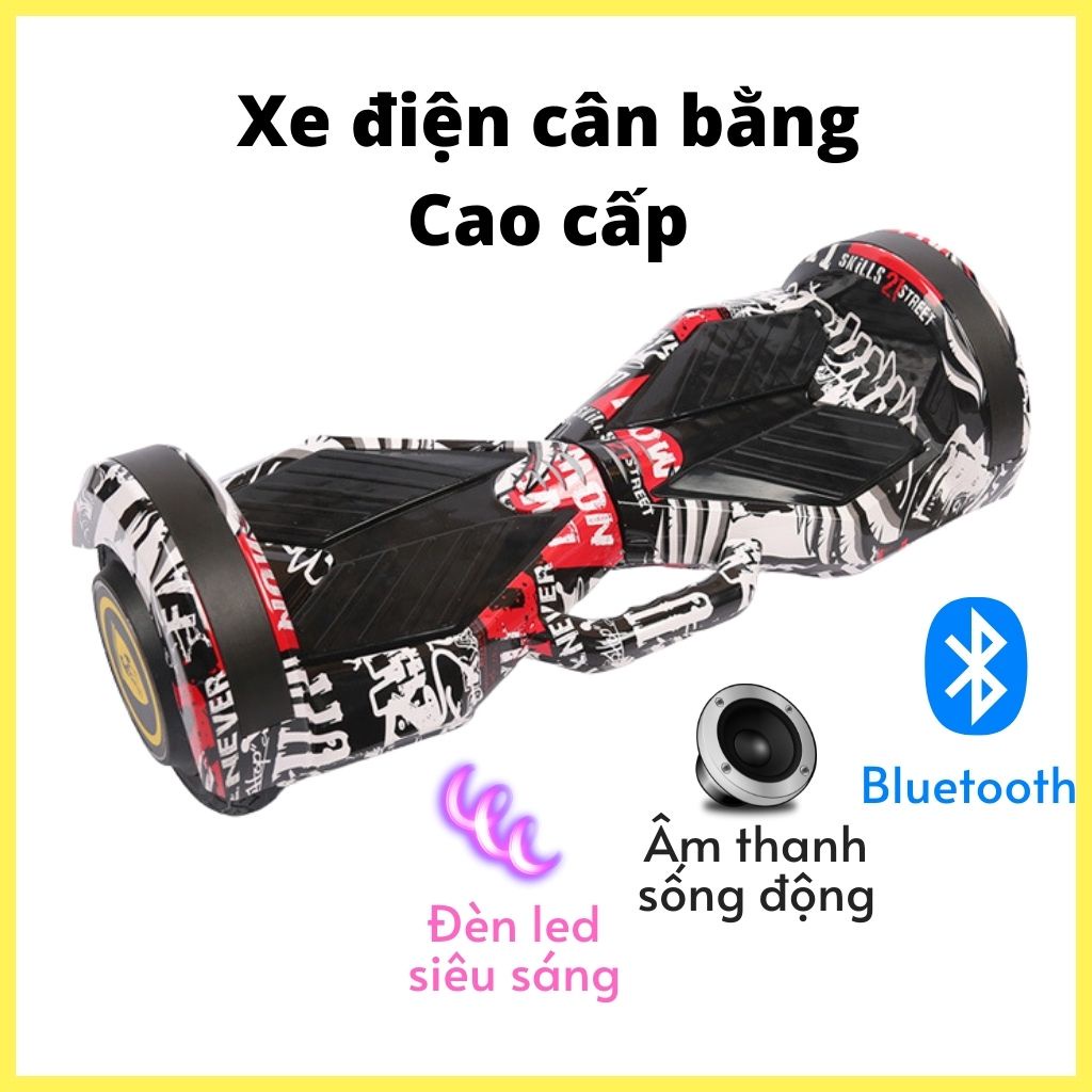 Xe Điện Cân Bằng HAPO Cao Cấp 2 Bánh Cỡ Lớn, Xe Cân Bằng Điện Kết Nối Bluetooth Nghe Nhạc Chịu Tải 100kg
