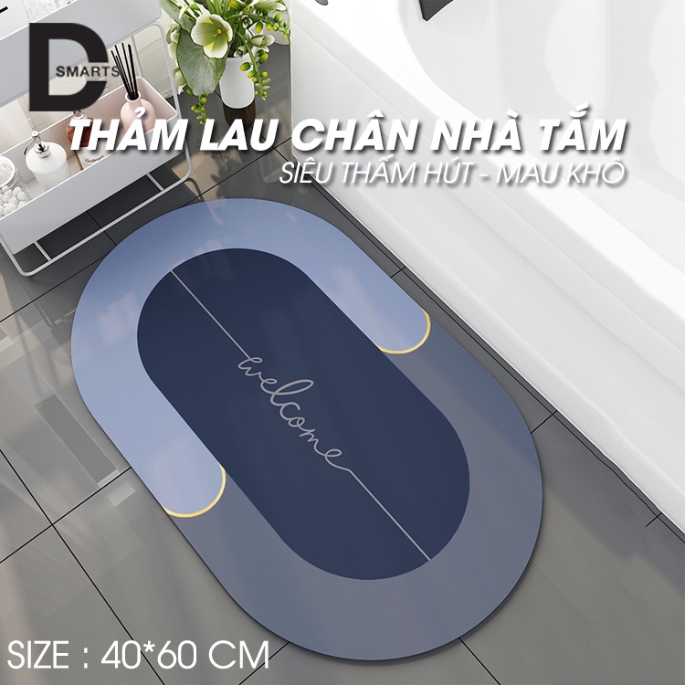 Thảm lau chân nhà tắm 4 lớp cao cấp chất liệu cao su siêu thấm hút,mau khô,chống trơn trượt kích thước 40*60cm