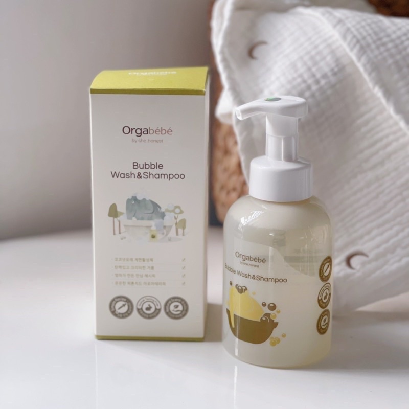 Sữa tắm gội thảo mộc tạo bọt cho bé Orgabebe Hàn Quốc cao cấp