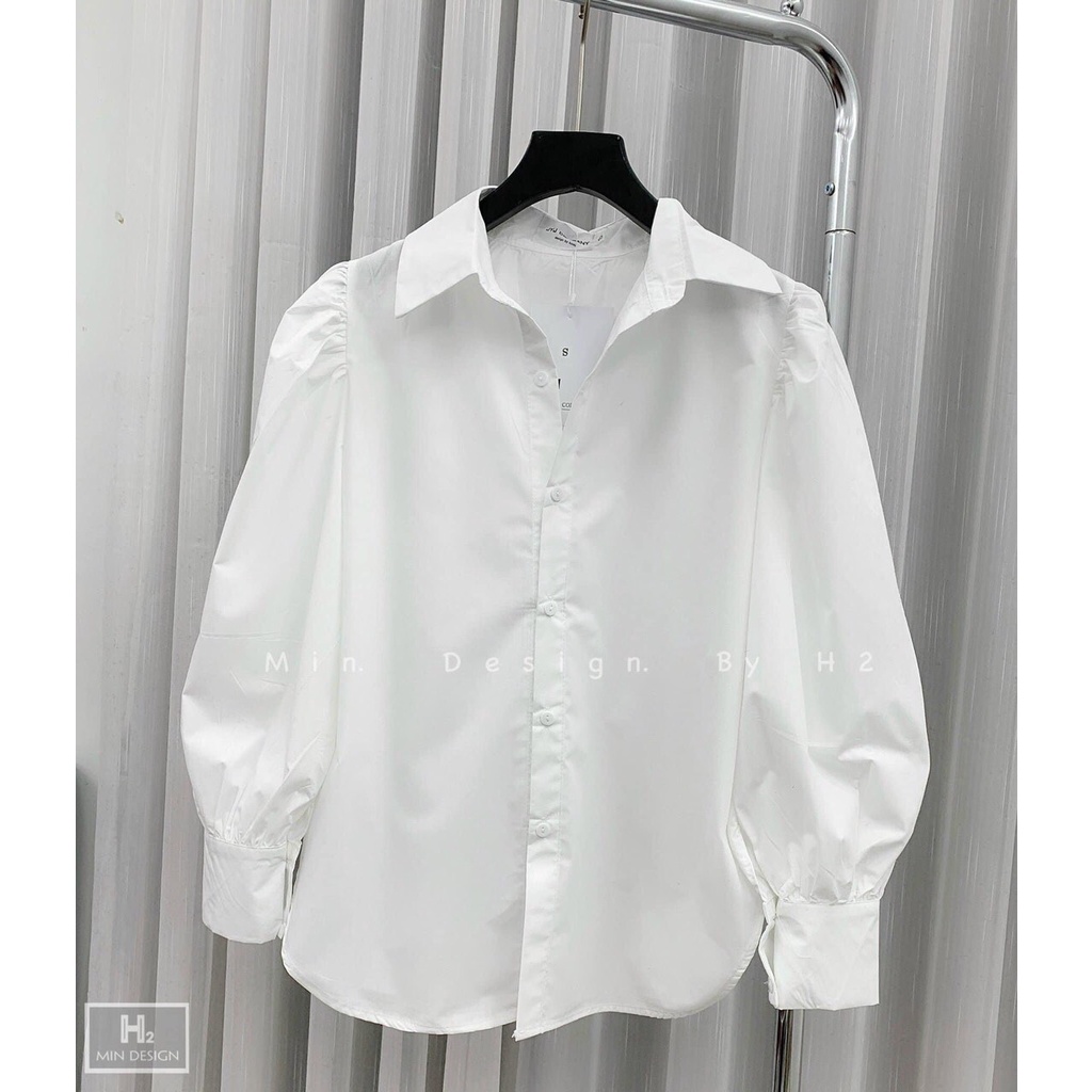 Áo sơ mi trắng tay bồng bo ống phong cách Hàn Quốc dành cho nữ | BigBuy360 - bigbuy360.vn